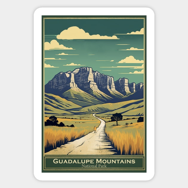 Guadalupe Mountains National Park Travel Poster Sticker by GreenMary Design